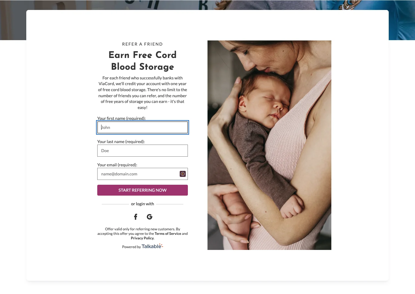 ViaCord cord blood banking referral campaign