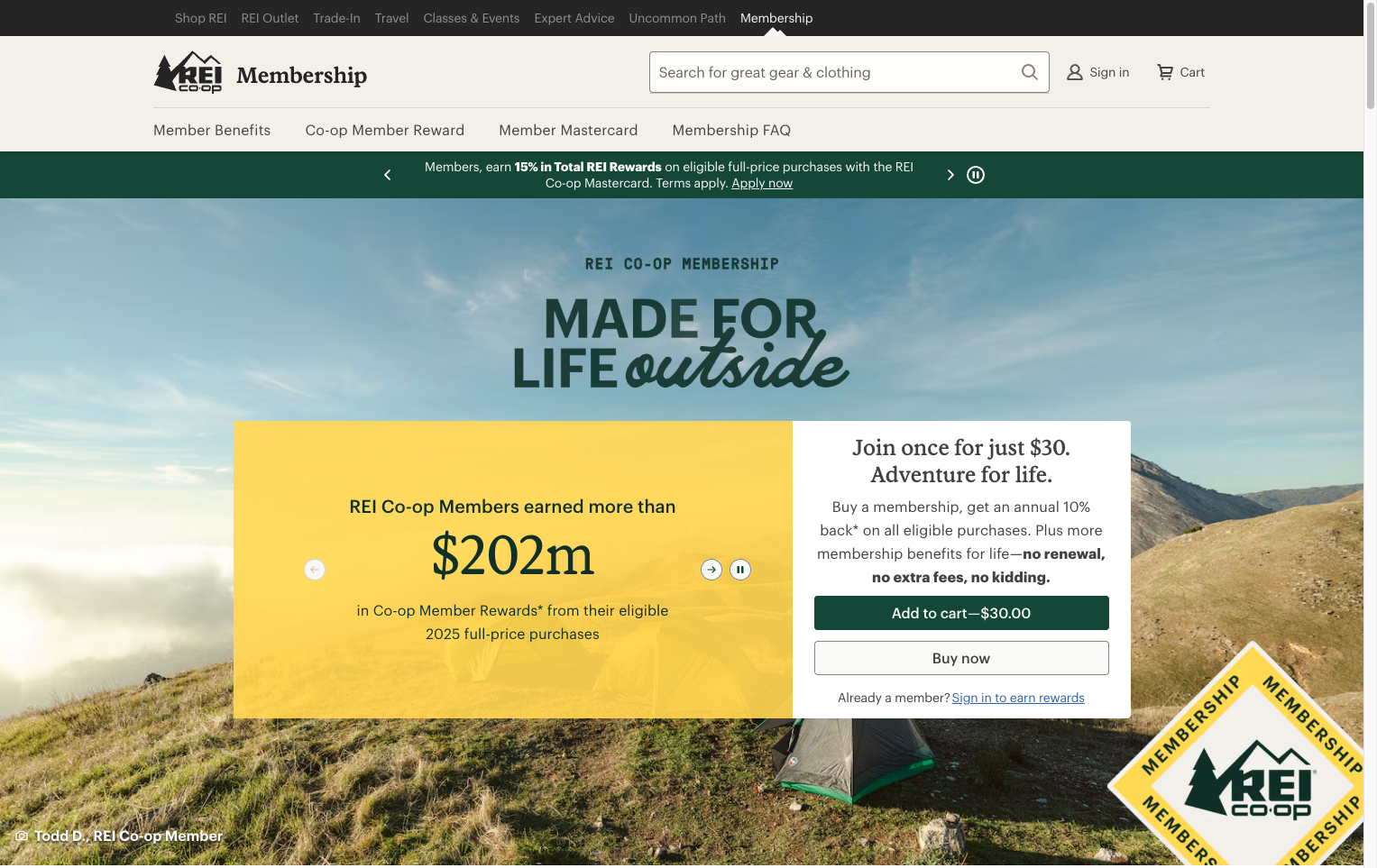 REI Co-op Membership program page