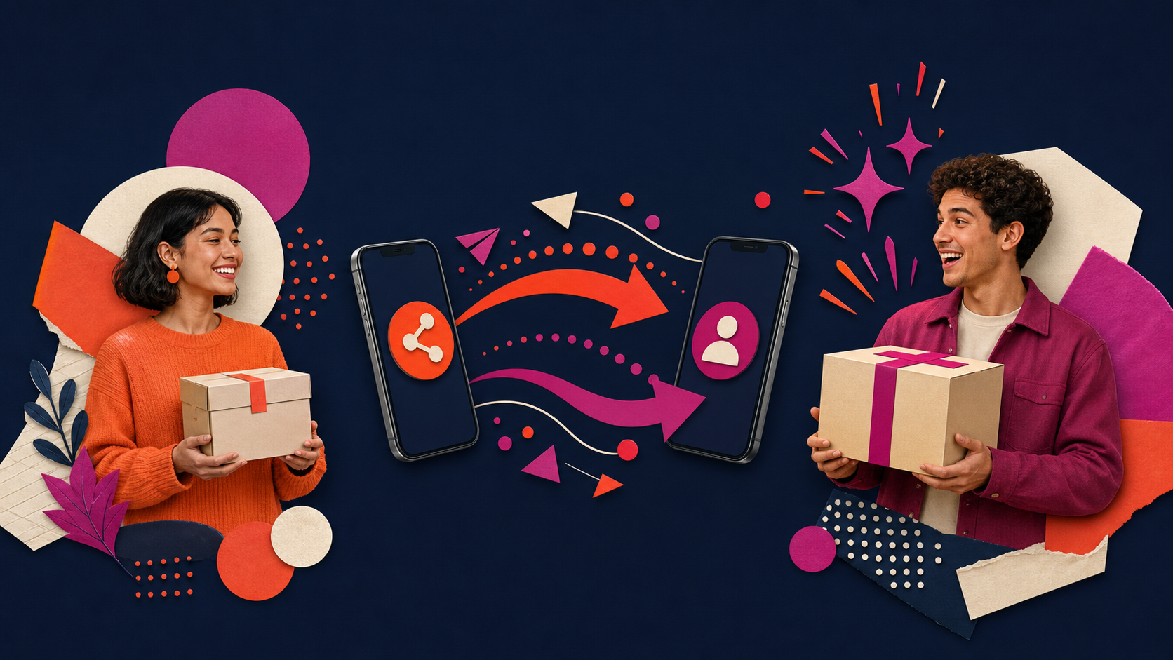 Referral marketing flow from advocate share to a new customer reward