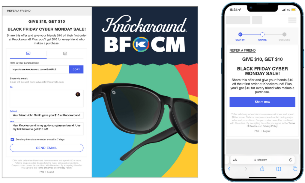 Black Friday referral promotion from Knockaround