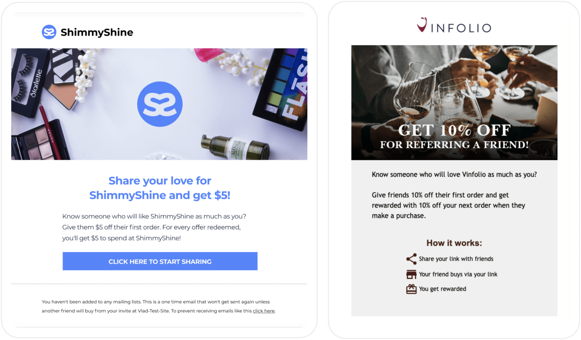 Dedicated referral email campaign example