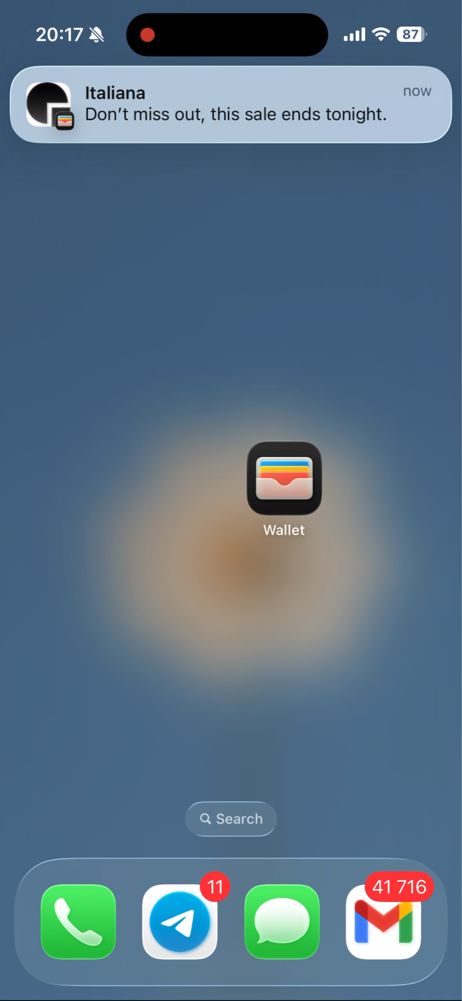 iPhone lock screen showing wallet push notification types