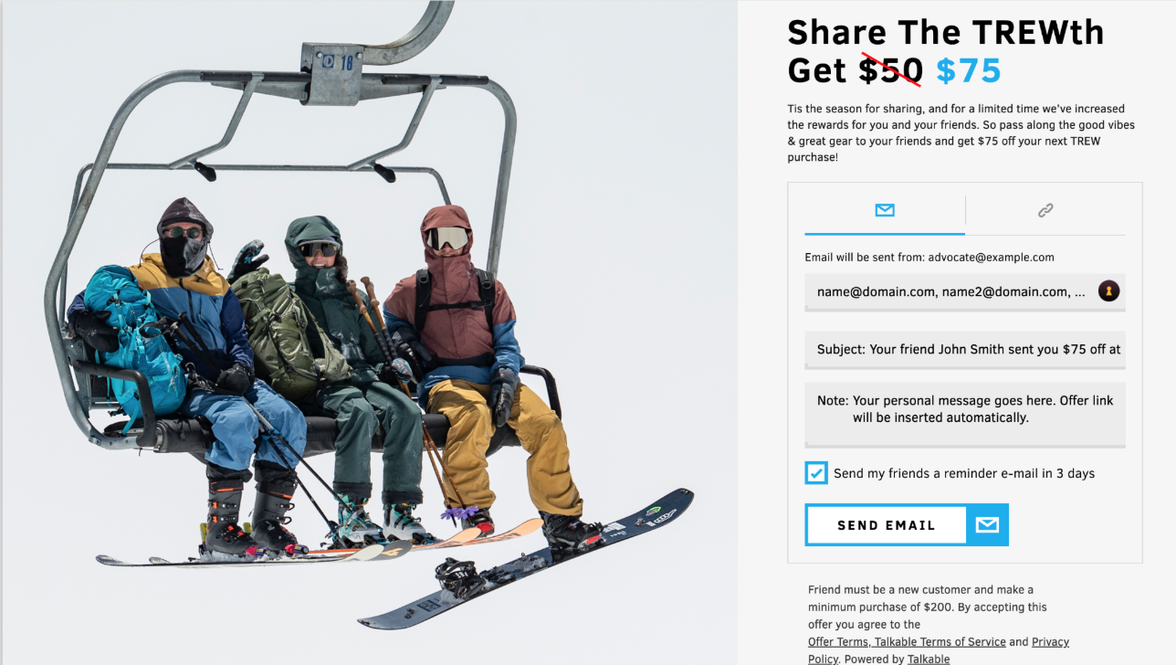 Trew Gear Cyber Week referral campaign