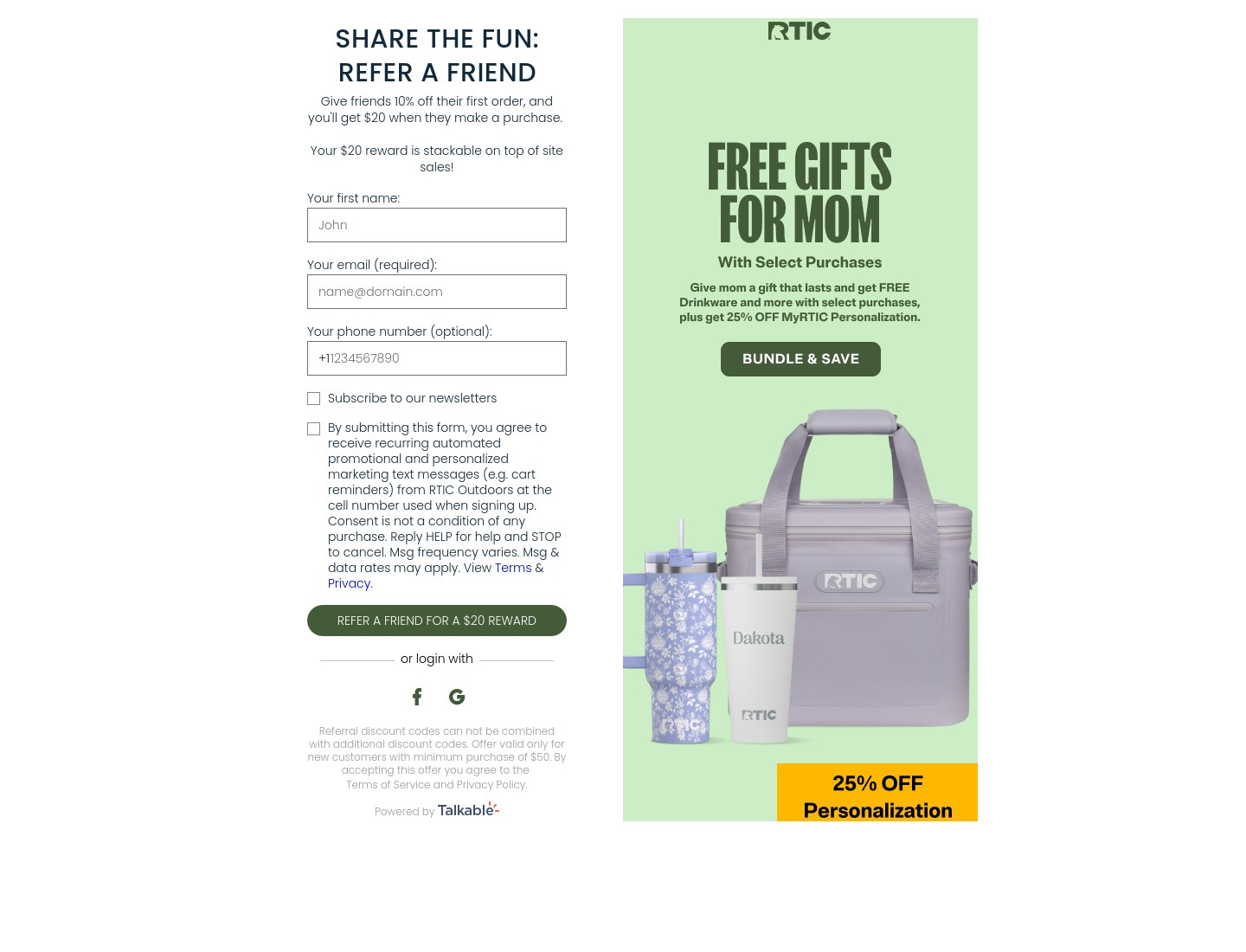 RTIC Outdoors Mother's Day referral campaign preview