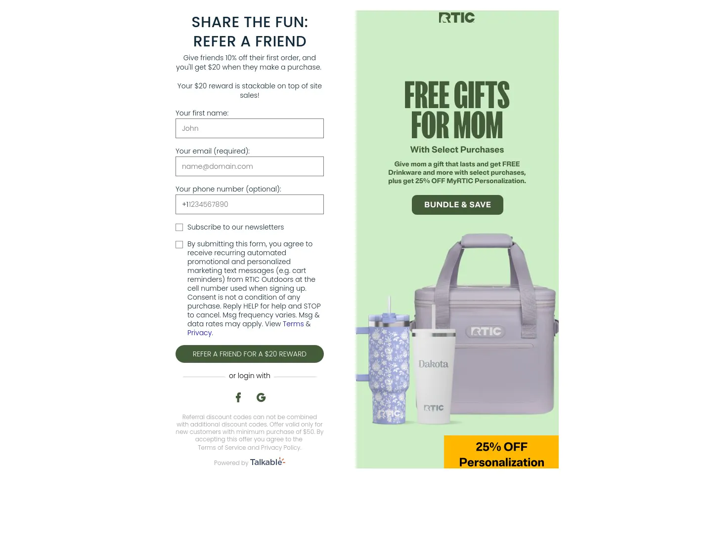 RTIC Outdoors Mother’s Day standalone referral campaign desktop screenshot