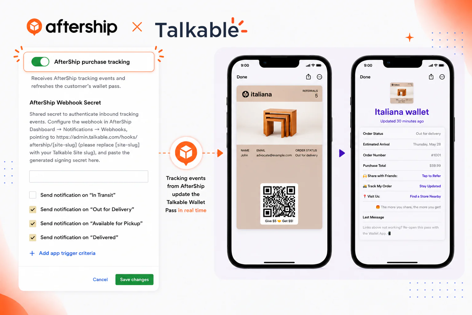 AfterShip order tracking in Talkable Wallet